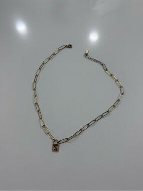 Lucky Star Jewels Gold Paperclip Chain Monogram Lock Necklace Letter S